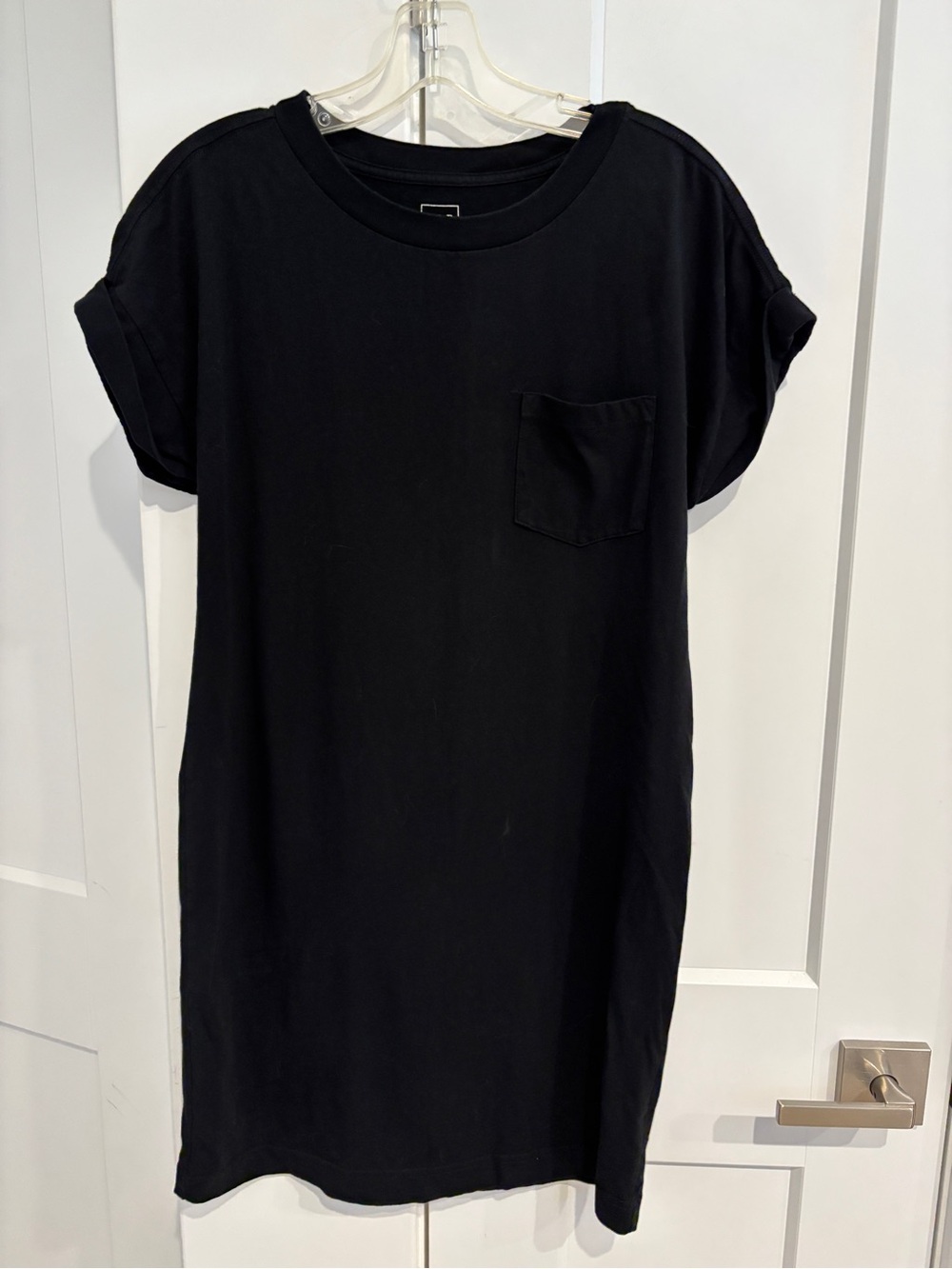 GAP Black Mini Rolled Sleeve T-Shirt Dress with Pocket. Size XS Petite